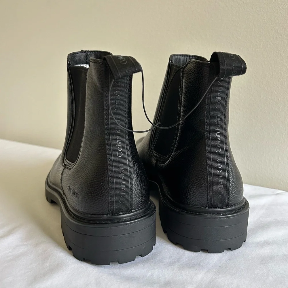 Calvin Klein Black Men’s Leather Chelsea Boots Size 8.5 - Picture 3 of 6